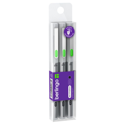 Набор линеров пигментных Berlingo "Precision" черные, 3 шт., 0,25/0,35/0,6 мм, европодвес