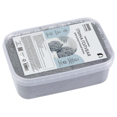 Глина для лепки ТРИ СОВЫ, голубая, запекаемая, 1 кг, порошковая, пластиковый контейнер