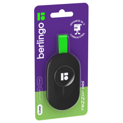 Нож канцелярский Berlingo "Razzor mini" 9 мм, push-lock, европодвес