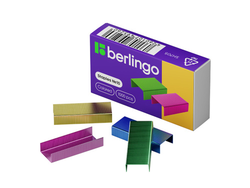 Скобы для степлера Berlingo №10 1000 шт, цветные