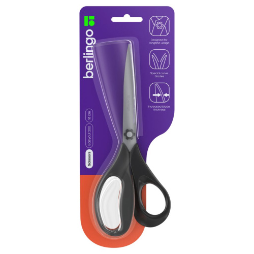 Ножницы Berlingo "Easycut 200" 18 см, эргономичные ручки, европодвес