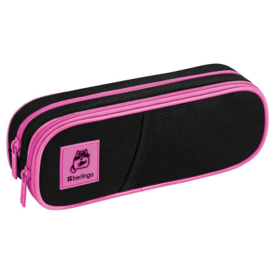 Пенал мягкий 2 отделения Berlingo "Chilled cat" 220*80*50 мм, полиэстер, внутр. органайзер