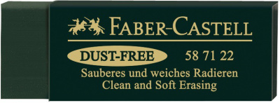Ластик Faber-Castell "Dust-Free" 45*22*13 мм, прямоугольный, картонный футляр, темно-зеленый