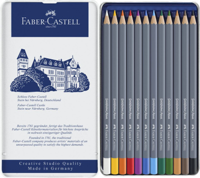 Набор карандашей акварельных Faber-castell "Goldfaber Aqua" 12 цв, в металлической коробке