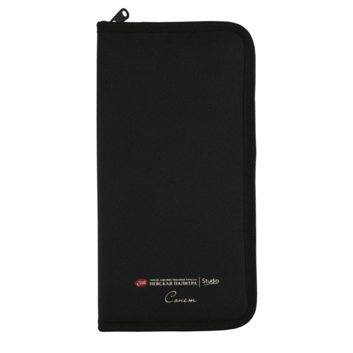 Пенал для кистей на короткой ручке "Сонет" 14х27 см, 15 отделений, полиэстер, черный