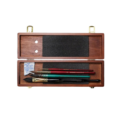 Набор кистей для акварели Mairtini 4 шт, (RG700R-6,696-3,M7-12,M7-0)-S, в деревянной коробке