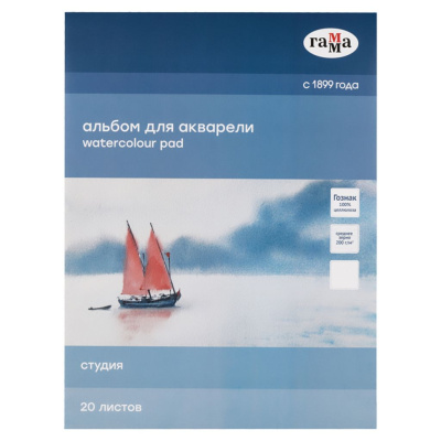 Альбом-склейка для акварели Гамма "Студия" 20 л 200 г, среднее зерно