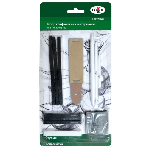 Набор графических материалов Гамма "Студия" 12 предметов, блистер, европодвес