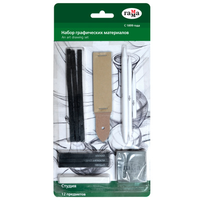 Набор графических материалов Гамма "Студия" 12 предметов, блистер, европодвес