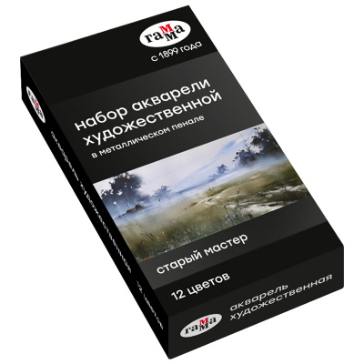 Набор акварели Гамма "Старый Мастер" 12 цв*2,6 мл, кюветы, метал. коробка