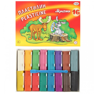 Набор пластилина Гамма "Мультики" 16 цв со стеком, 320 гр