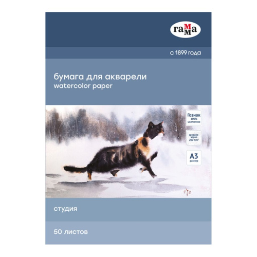 Папка для акварели Гамма "Студия" А3 50 л 200 г, среднее зерно