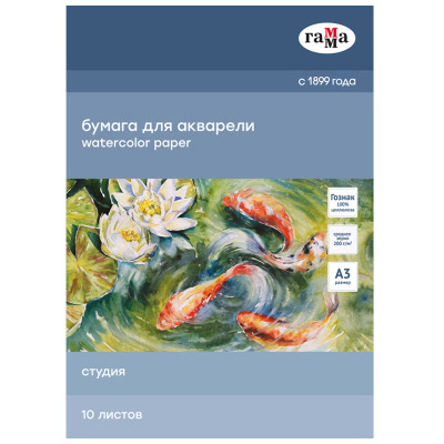Папка для акварели Гамма "Студия" А3 10 л 200 г, среднее зерно