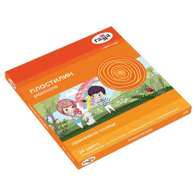 Набор пластилина Гамма "Оранжевое солнце", 24 цвета (6 классич., 6 с блестк., 6 перл., 6 флуор.), 31