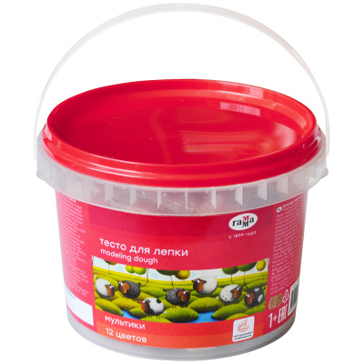 Тесто для лепки Гамма "Мультики" 12 цв*25 г, пластиковая банка с ручкой
