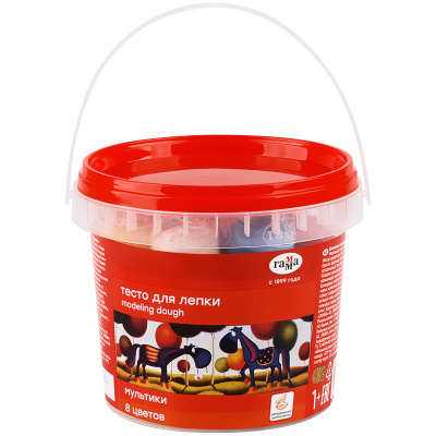 Тесто для лепки Гамма "Мультики" 8 цветов* 25 г, пластиковая банка с ручкой