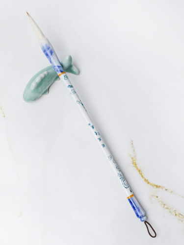 Кисть для каллиграфии смешанный, с бело-голубым рисунком №12