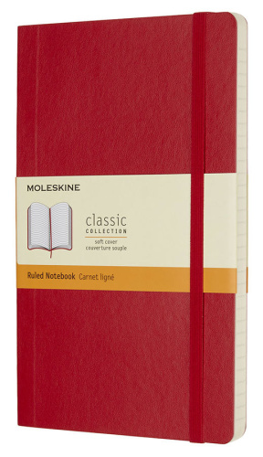 Записная книжка в линейку Moleskine "Classic Soft" 130х210 мм 192 стр мягкая обложка, красный