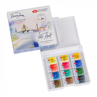 Набор акварели "Белые ночи" 12 цв пластик+ картон