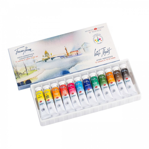 Набор акварели "Белые ночи" в тубах 12 цв 10 мл картон
