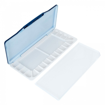 Палитра прямоугольная пластиковая с крышкой "Белые ночи" 18 ячеек, 26,7 х 12,8 х 2,6 см, белая