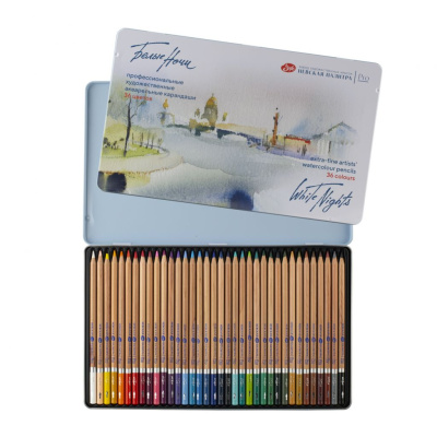 Набор карандашей акварельные "Белые ночи", 36 цветов, в жестяном пенале