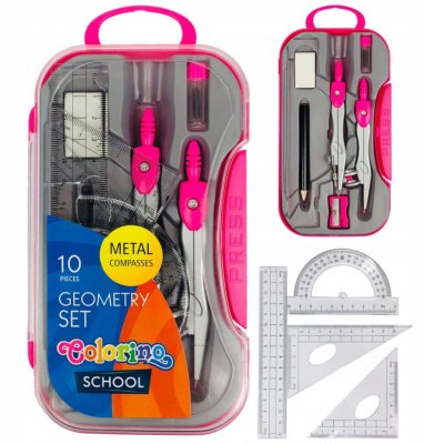 Набор для черчения Cretacolor циркуль, козья ножка, карандаш, ластик, точилка, линейка, транспортир,