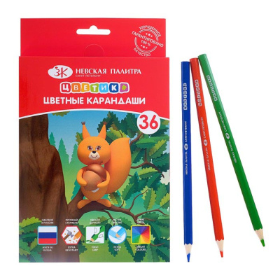 Набор карандашей цветных "Цветик" 36 цв (2М - 4М)