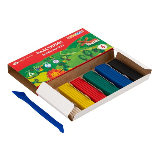 Набор пластилина детского классического "Цветик" 6 цветов, со стеком, 90 гр