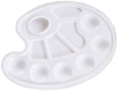 Палитра пластиковая овальная "Цветик" 10 ячеек 15,5*21см