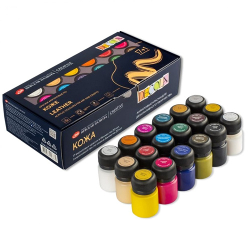 Набор акрила по коже "Decola" 17+1 шт х 20 мл, картон