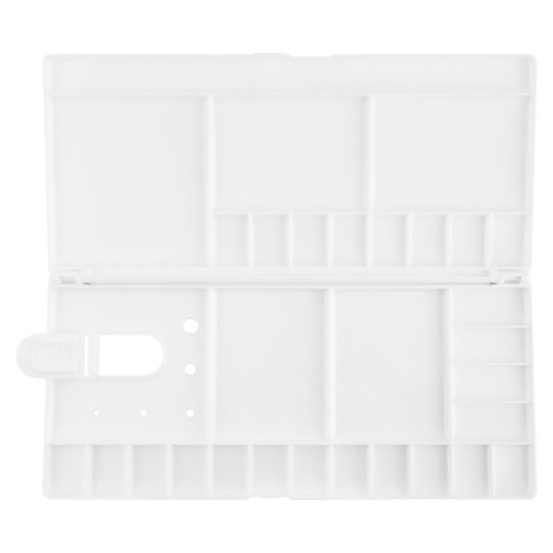 Палитра для акварели с крышкой "Сонет", пластик, 30х14 см, 29 ячеек