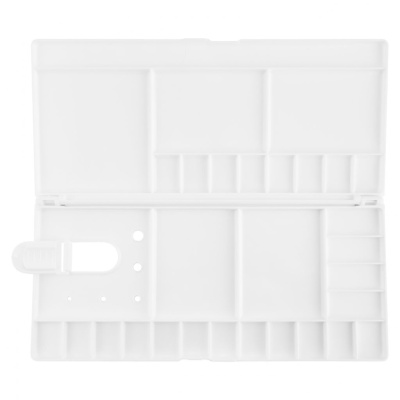 Палитра для акварели с крышкой "Сонет", пластик, 30х14 см, 29 ячеек