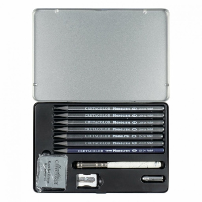 Набор для набросков и эскизов Cretacolor "MONOLITH Box" в металлическая коробка