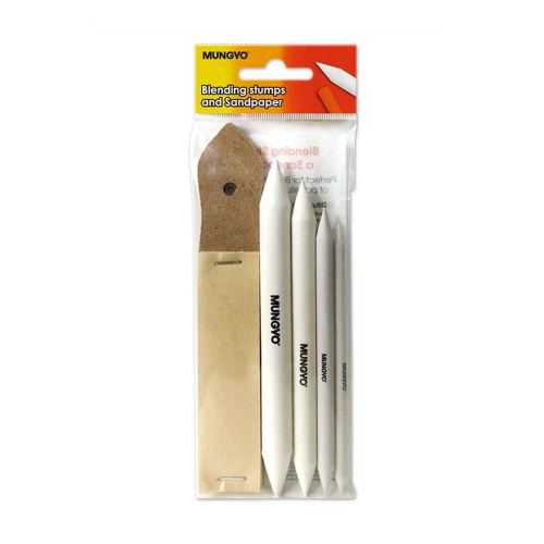 Набор для художественных работ Mungyo: растушевки 4 шт (диаметр 5,5 ,7, 9,12) + наждачная бумага для