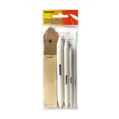 Набор для художественных работ Mungyo: растушевки 4 шт (диаметр 5,5 ,7, 9,12) + наждачная бумага для