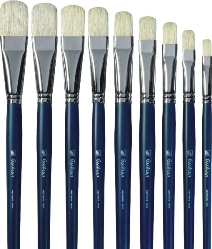 Кисть щетина овальная Альбатрос "Байкал" длинная ручка синяя