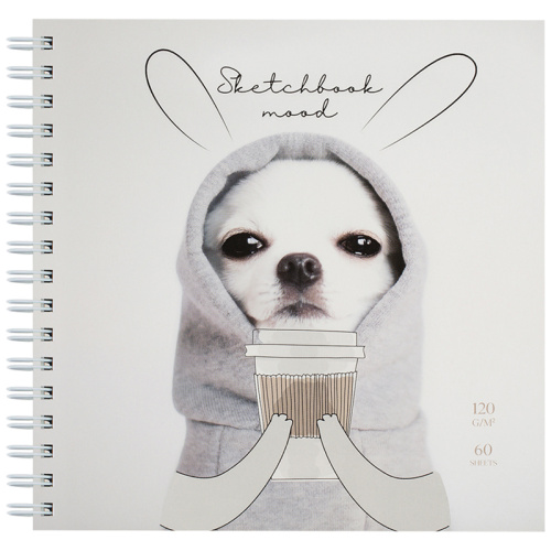 Скетчбук MESHU "Puppy"150*150 мм, 60 л, 120 г, на гребне, soft-touch