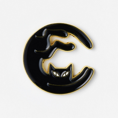 Значок эмалированный "Кошка луна"