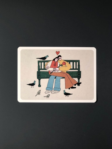 Открытка "На скамейке" Волковой