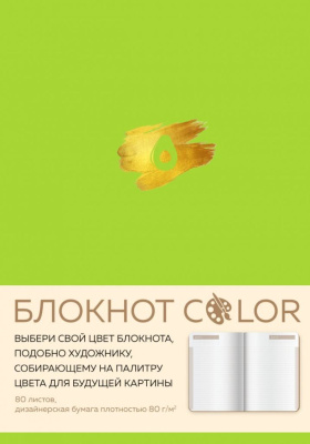 Блокнот "Color" салатовый А5, 80 л, искусственная кожа