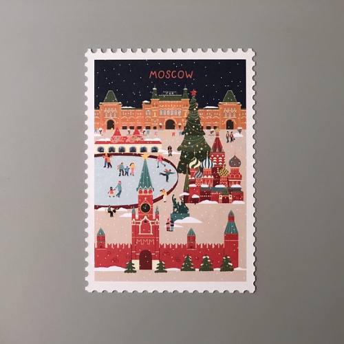 Открытка "Марка. Москва, зима"