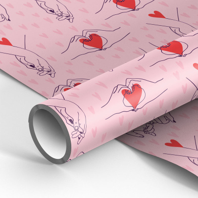 Упаковочная бумага глянцевая MESHU "Falling in love" 70*100 см, 90 г