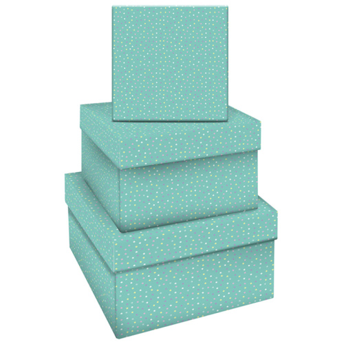 Набор квадратных коробок 3в1, MESHU "Turquoise style", (19,5*19,5*11-15,5*15,5*9см)