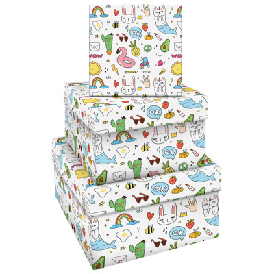 Набор квадратных коробок 3в1, MESHU "Tie-dye.Universe", (19,5*19,5*11-15,5*15,5*9 см)