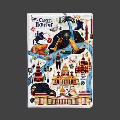 Обложка для паспорта " Карта Петербурга"
