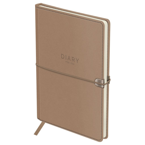 Ежедневник недатированный, кожзам OfficeSpace "Elastic band" A5 136 л, бежевый