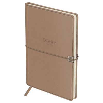 Ежедневник недатированный, кожзам OfficeSpace "Elastic band" A5 136 л, бежевый