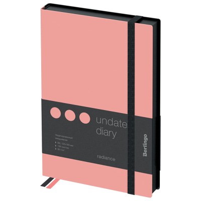 Ежедневник недатированный, кожзам, Berlingo "Instinct" B6 136 л, черный/фламинго, с резинкой