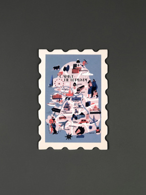 Магнит "Марка. Карта Петербурга"